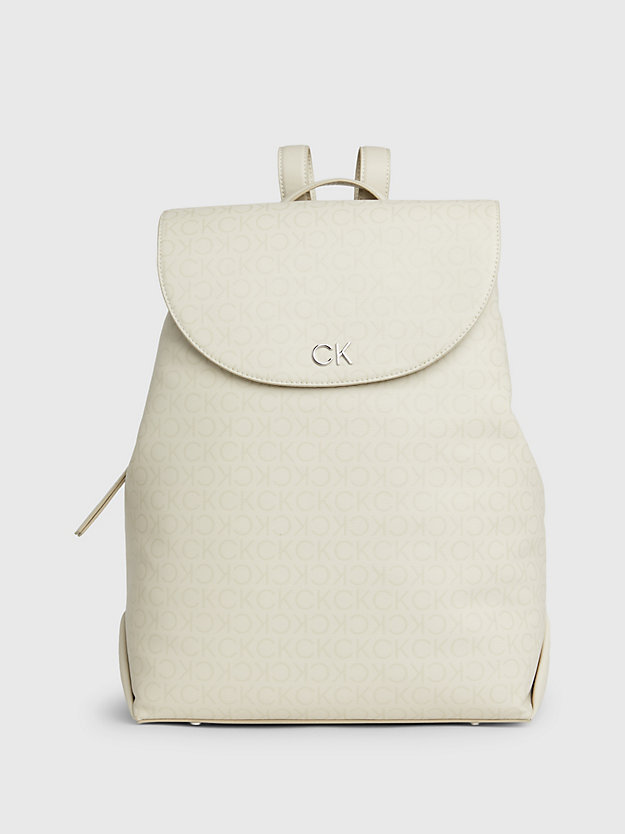 stoney beige epi mono logo flap backpack for women calvin klein