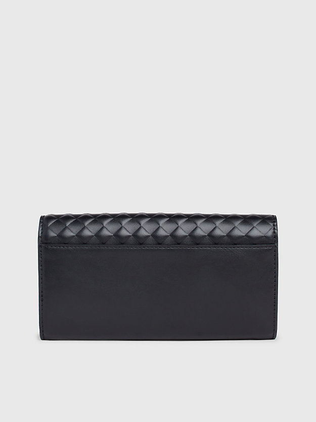 ck black large quilted rfid trifold wallet for women calvin klein