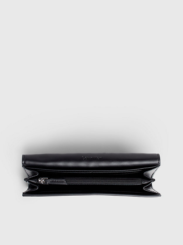 ck black großes, gestepptes faltbares rfid-portemonnaie für damen - calvin klein