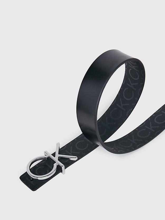black epi mono/black leder-logo-gürtel zum wenden für damen - calvin klein