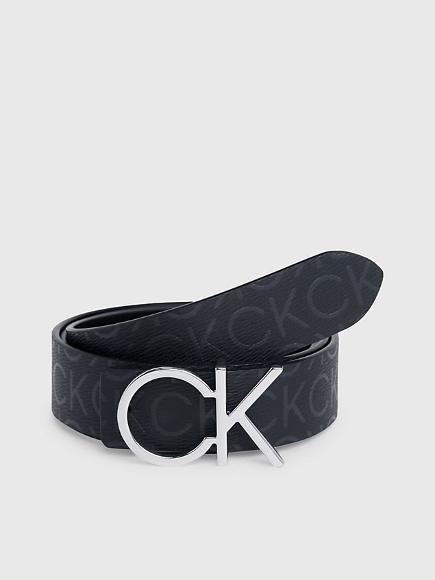 black leder-logo-gürtel zum wenden für damen - calvin klein