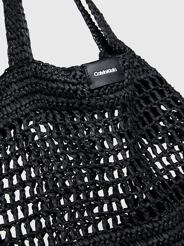 ck black large straw tote bag for women calvin klein