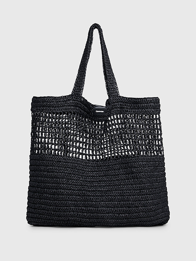 black large straw tote bag for women calvin klein