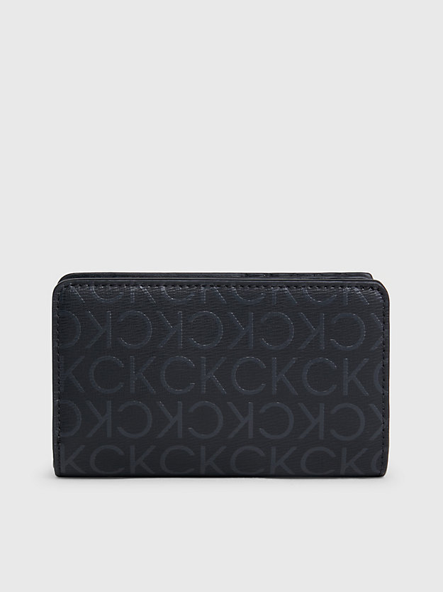 black epi mono rfid slimfold portemonnee met logo voor dames - calvin klein