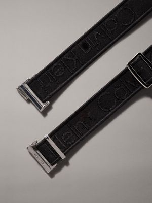 ck black logo jacquard belt for women calvin klein