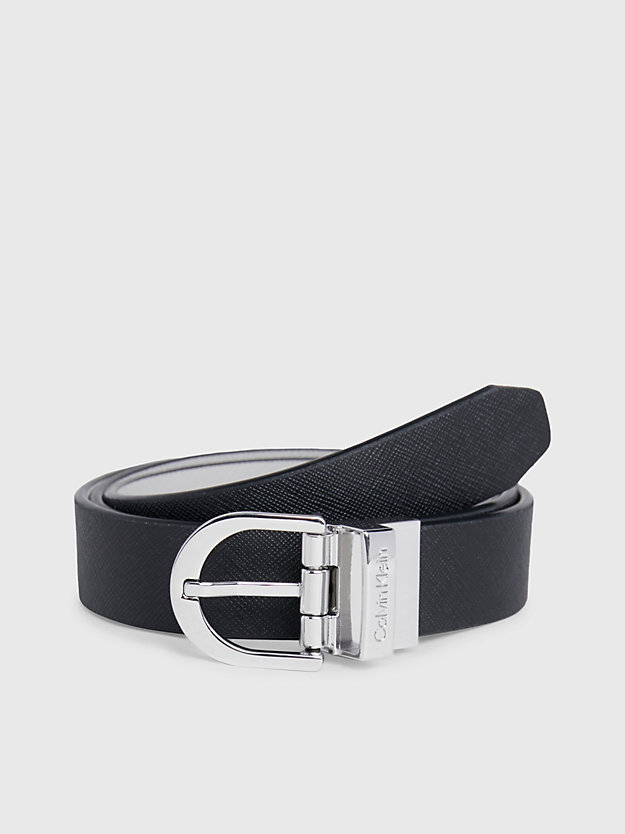 ck black/sand pebble reversible leather belt for women calvin klein