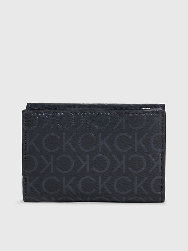 black epi mono dreifach faltbares rfid-portemonnaie mit logo für damen - calvin klein
