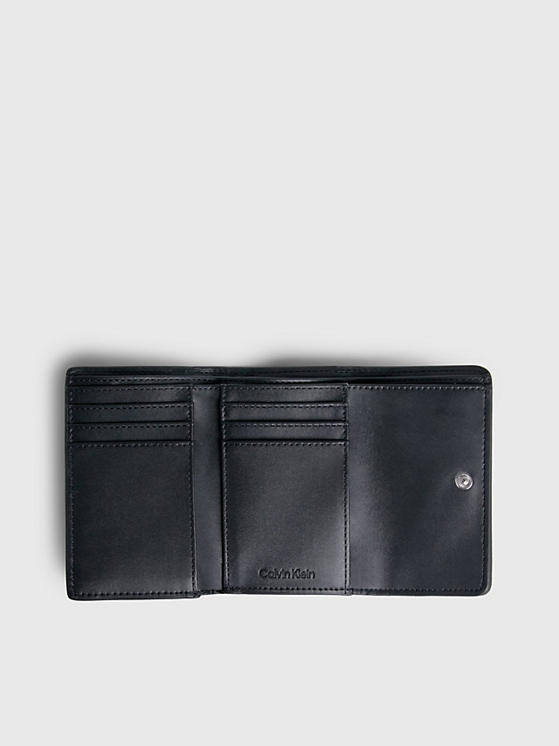 black epi mono dreifach faltbares rfid-portemonnaie mit logo für damen - calvin klein