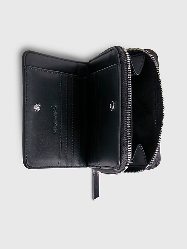black epi mono rfid portemonnee met logo en rits rondom voor dames - calvin klein