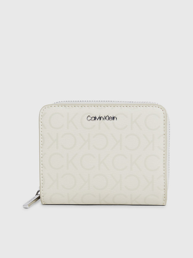 portefeuille zippé rfid avec logo stoney beige epi mono pour femmes calvin klein