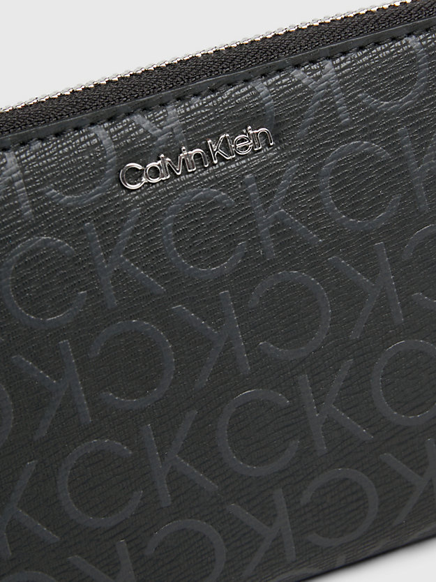 black epi mono rfid portemonnee met logo en rits rondom voor dames - calvin klein