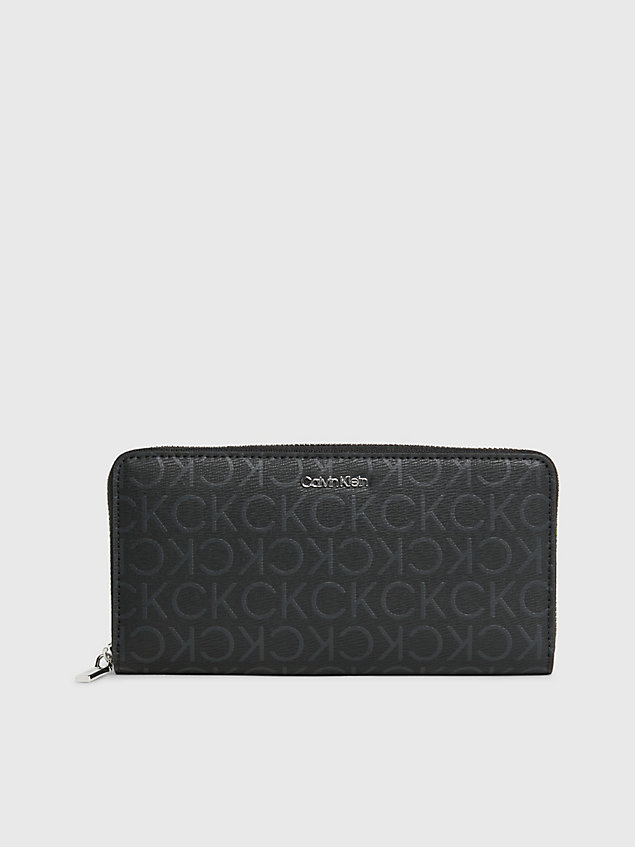 portefeuille zippé rfid avec logo black pour femmes calvin klein