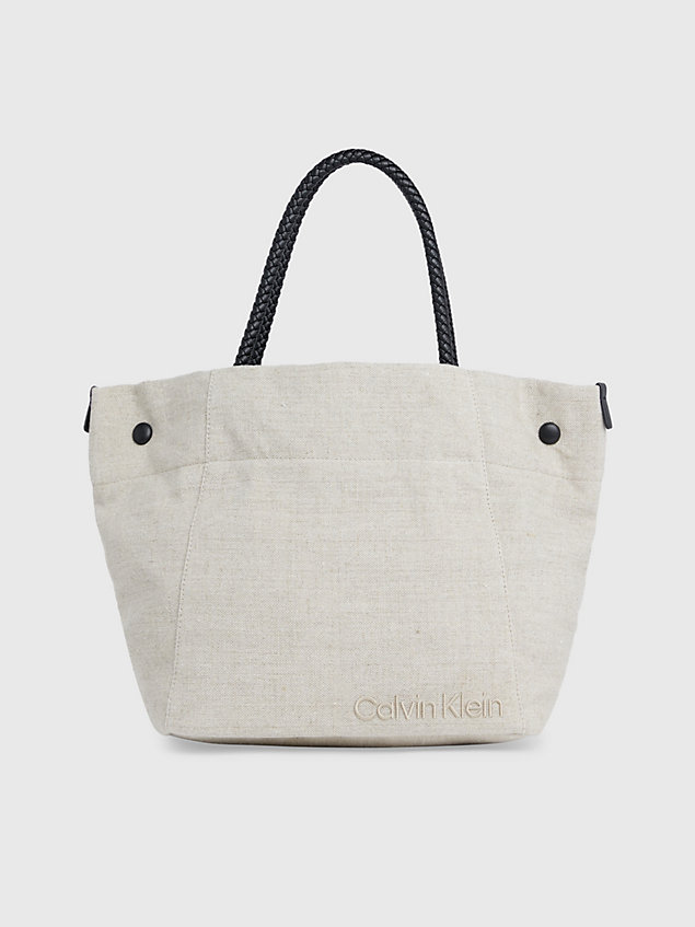 grey lniana torba tote dla kobiety - calvin klein