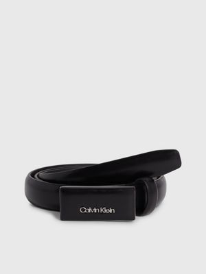 black schmaler ledergürtel für damen - calvin klein