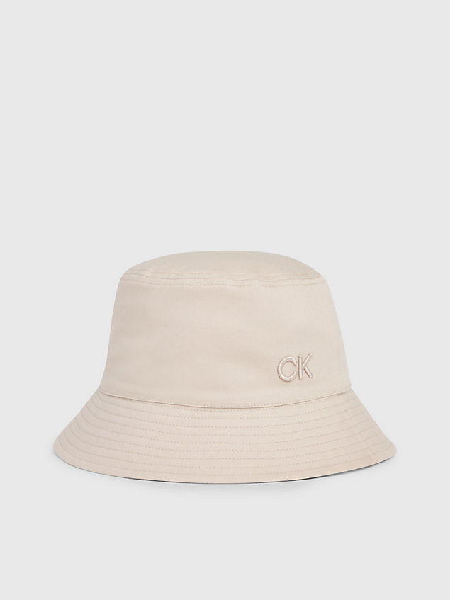 grey dwustronny kapelusz typu bucket hat dla kobiety - calvin klein