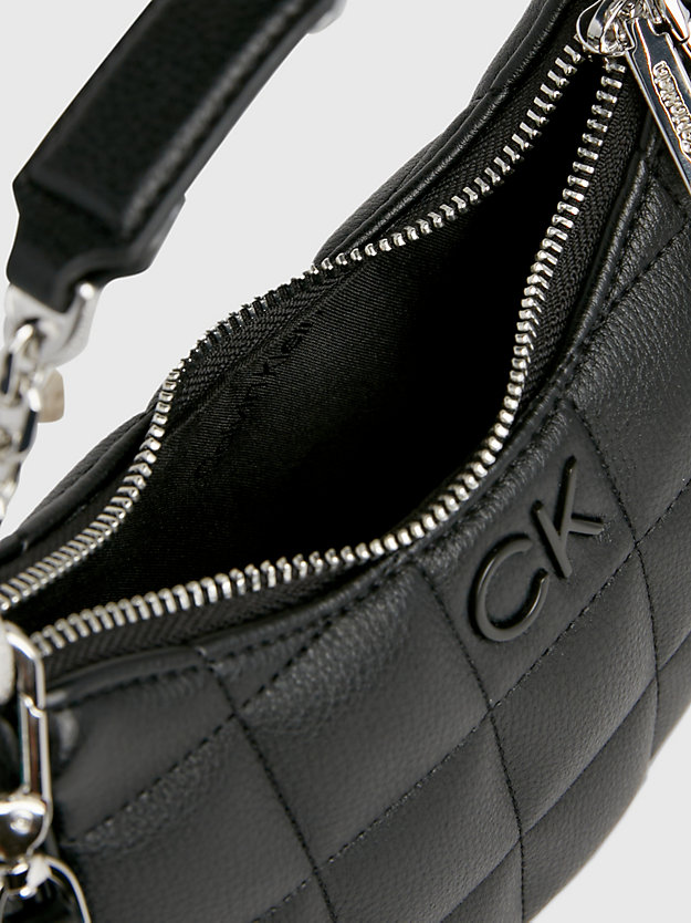 ck black doorgestikte mini-handtas voor dames - calvin klein
