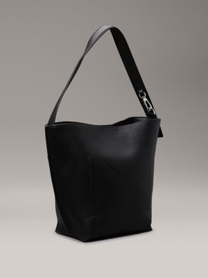 Large black leather bucket bag sale