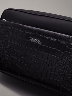 ck black croco crocodile crossbody bag for women calvin klein