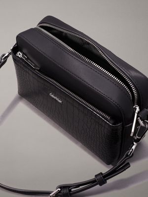 ck black croco crocodile crossbody bag for women calvin klein