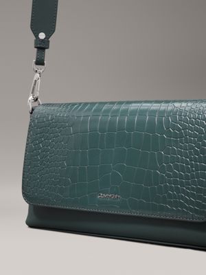 palm green croco croc effect convertible shoulder bag for women calvin klein