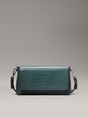 green croc effect convertible shoulder bag for women calvin klein