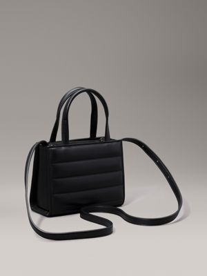 ck black mini quilted tote bag for women calvin klein