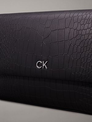 ck black croco crocodile shoulder bag for women calvin klein