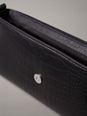 ck black croco crocodile shoulder bag for women calvin klein