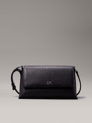 black crocodile shoulder bag for women calvin klein