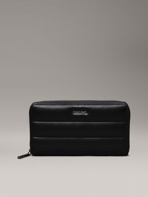 black quilted rfid zip around wallet for women calvin klein