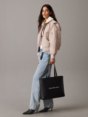 black/neutral large slim tote bag for women calvin klein jeans