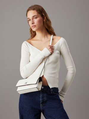 creamy white shoulder bag for women calvin klein jeans