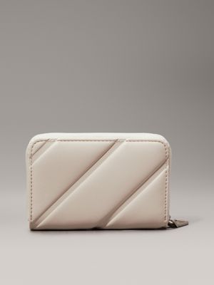 eggshell quilted rfid zip around wallet for women calvin klein jeans