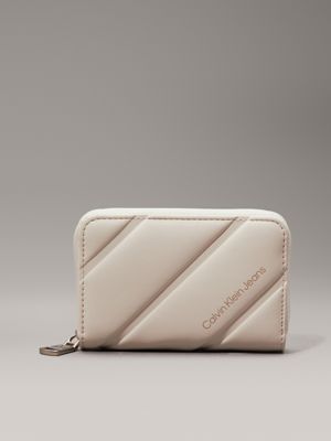 beige quilted rfid zip around wallet for women calvin klein jeans