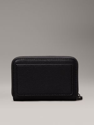 black/shiny gunmetal rfid zip around wallet for women calvin klein jeans