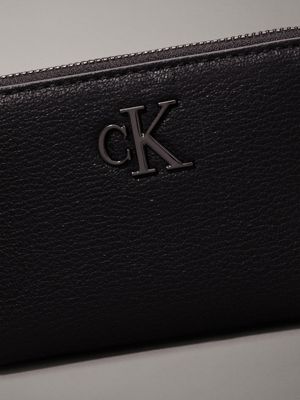 black/shiny gunmetal rfid zip around wallet for women calvin klein jeans