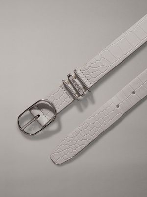 pearl grey croco crocodile belt for women calvin klein