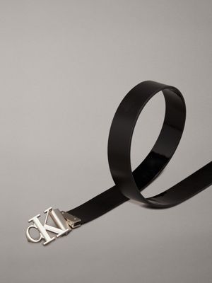 black/black patent reversible logo leather belt for women calvin klein jeans