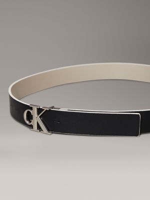 cintura in pelle con logo double-face crockery/black da donne calvin klein jeans