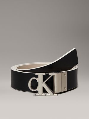 cintura in pelle con logo double-face crockery/black da donne calvin klein jeans