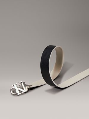 cintura in pelle con logo double-face crockery/black da donne calvin klein jeans