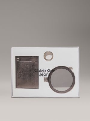 gunmetal metallic wallet and mirror gift set for women calvin klein jeans