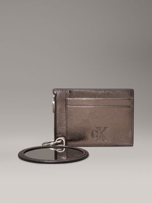 gunmetal metallic wallet and mirror gift set for women calvin klein jeans