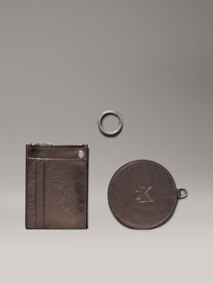 gunmetal metallic wallet and mirror gift set for women calvin klein jeans