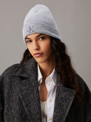 grey heather logo beanie for women calvin klein jeans