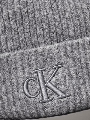 grey heather knit beanie for women calvin klein jeans