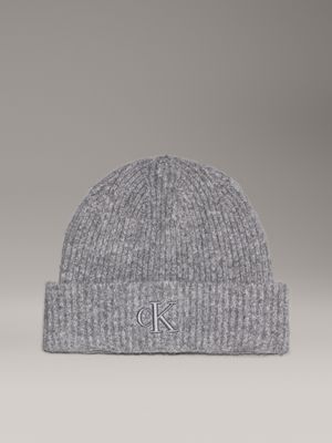 grey knit beanie for women calvin klein jeans