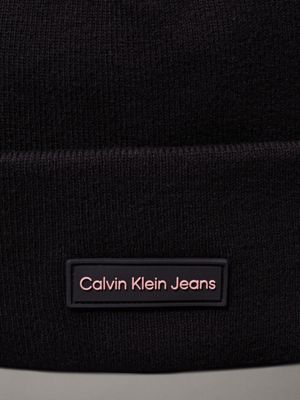 black/dusty rose knit beanie for women calvin klein jeans