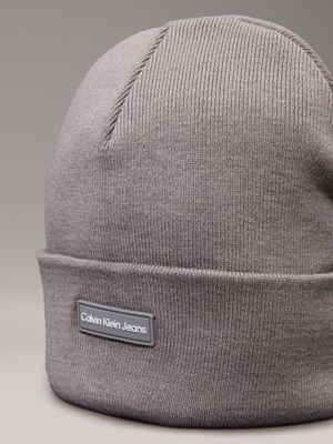 grey heather knit beanie for women calvin klein jeans