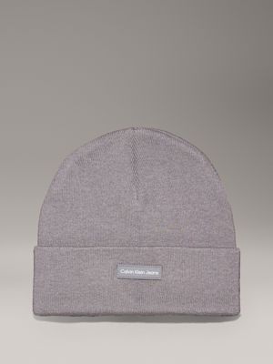 grey knit beanie for women calvin klein jeans